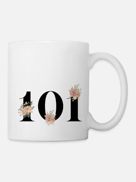 101e anniversaire fleuris (Cadeau de 101 ans) - Mug blanc - blanc