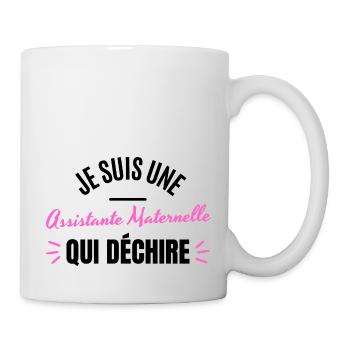 JE SUIS UNE ASSISTANTE MATERNELLE QUI DECHIRE - Mug blanc - blanc - Droite