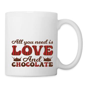 Tout ce dont vous avez besoin, c’est d’amour et de chocolat - Mug blanc - blanc - Droite