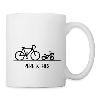 Papa cycliste, vélo avec son fils - Mug blanc - blanc - Droite