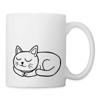 Comic dear cat sleeping - Mug - white - Right