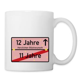 12 Jahre Ortsschild Herzlichen Glückwunsch Rosa - Tasse - Weiß - Rechts