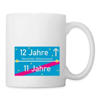 12 Jahre Ortsschild Herzlichen Glückwunsch Türkis - Tasse - Weiß - Rechts