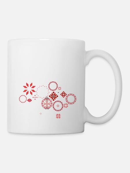 Ukrainische Stickerei. Wysywanka. Symbol der Ukraine - Tasse - Weiß