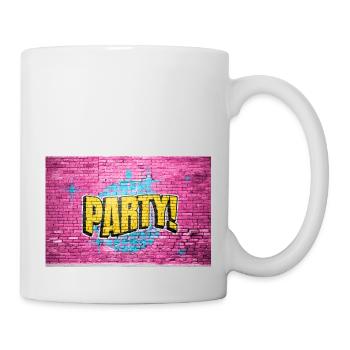 Party Disco Comic Stil Blase Graffiti Schriftzug - Tasse - Weiß - Rechts