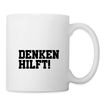 Denken hilft - Lustiger Spruch - Intelligenz - Tasse - Weiß - Rechts