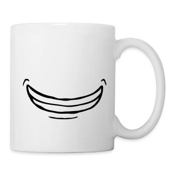 Comic breites überschwängliches Grinsen - Tasse - Weiß - Rechts