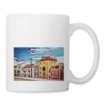 Vintage Color Buildings Row -Lisbon Portugal Lover - Mug blanc - blanc - Droite