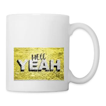 yes brick wall graffiti - Mug - white - Right