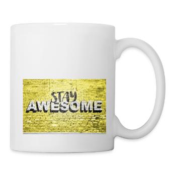 Stay Awesome Spruch Schriftzug Graffiti auf Brick Wa - Tasse - Weiß - Rechts
