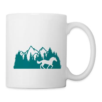 Wald Berge Natur Pferd - Tasse - Weiß - Rechts
