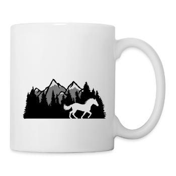 Berge Wald Natur Pferd - Tasse - Weiß - Rechts