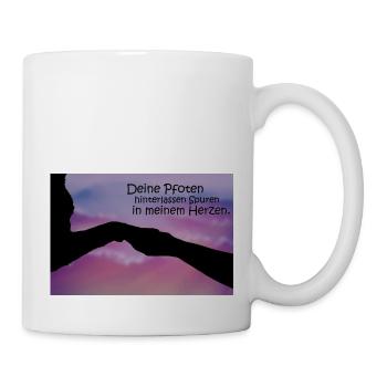 Pfote Spuren im Herz - Tasse - Weiß - Rechts