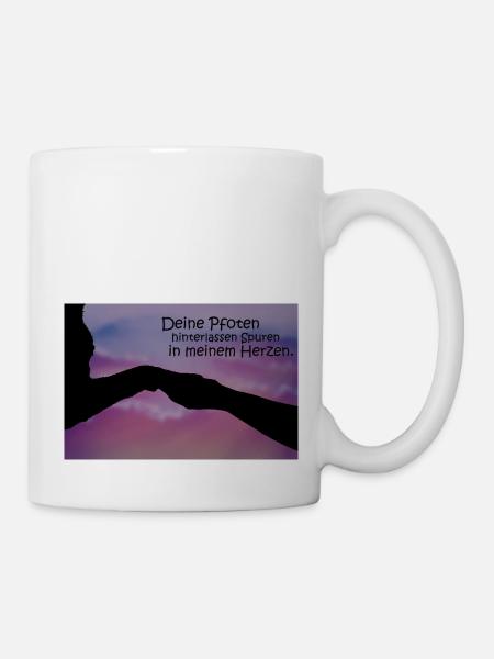 Pfote Spuren im Herz - Tasse - Weiß