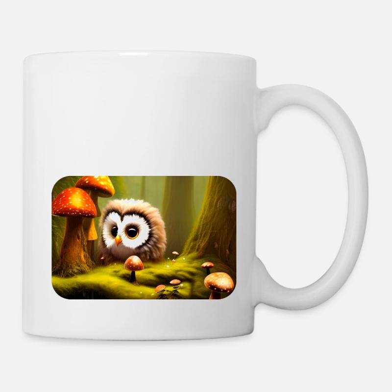 Forêt avec hibou - Mug blanc - blanc