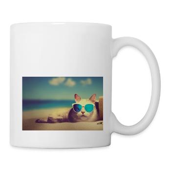Katze mit Sonnenbrille - Tasse - Weiß - Rechts