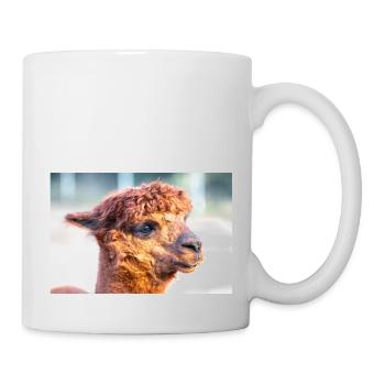 Alpaca (in german Alpaka) Vicugna pacos - Mug - white - Right