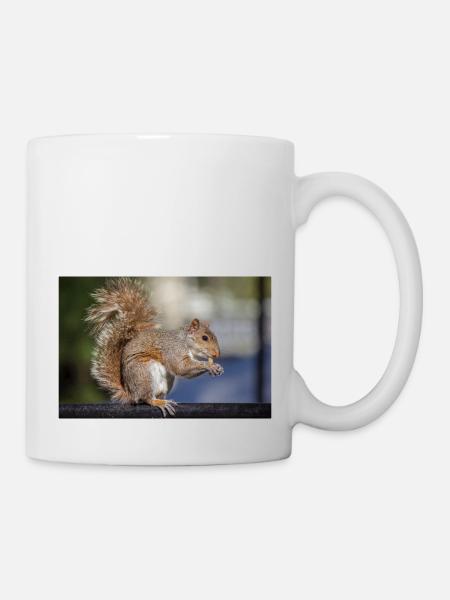 Grauhörnchen essen - Tasse - Weiß