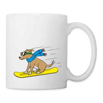 Snowboard Hund - Tasse - Weiß - Rechts