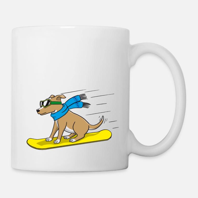 Snowboard Hund - Tasse - Weiß