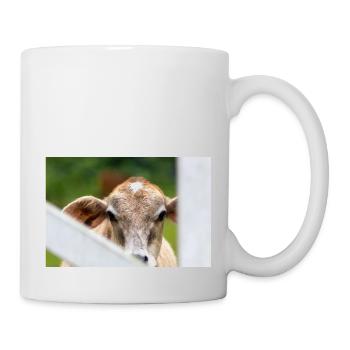 Kleines Kalb mit süßem Aussehen - Tasse - Weiß - Rechts