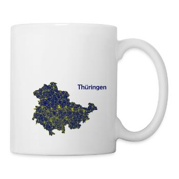 Karte Bundesland Thüringen Straßenkarte - Tasse - Weiß - Rechts