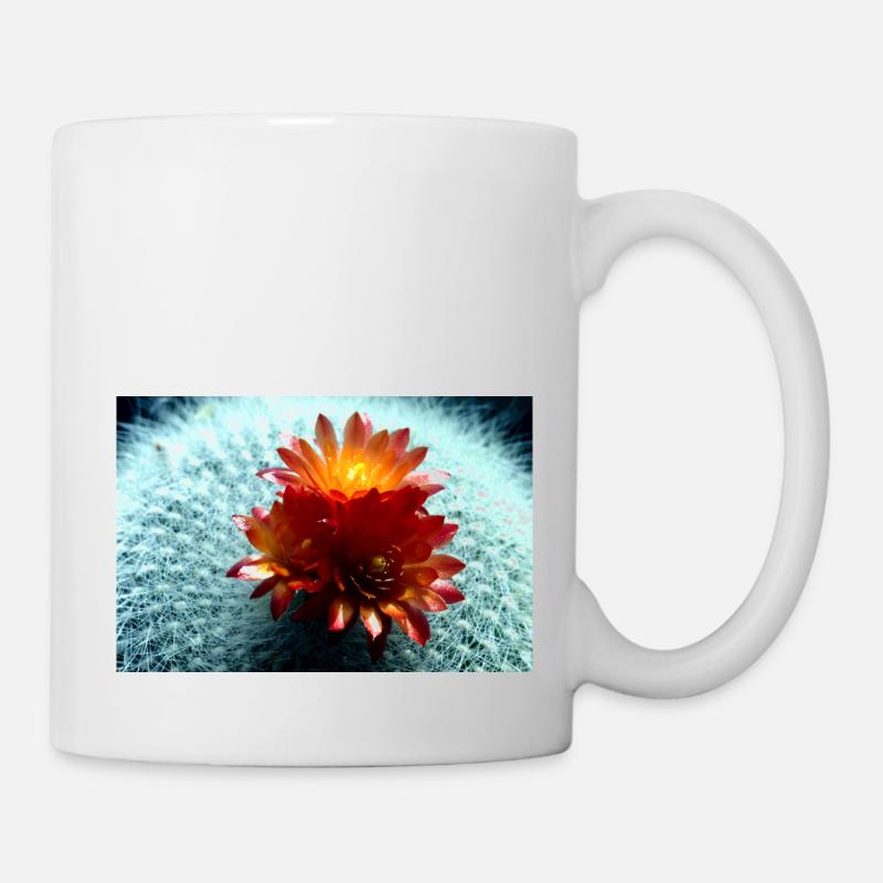 Blühender Kaktus - Tasse - Weiß