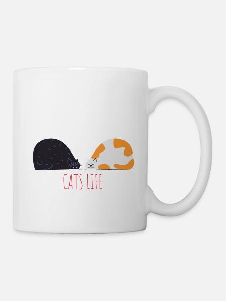 Katzenleben - Tasse - Weiß