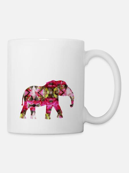 rosa Elefant - Tasse - Weiß