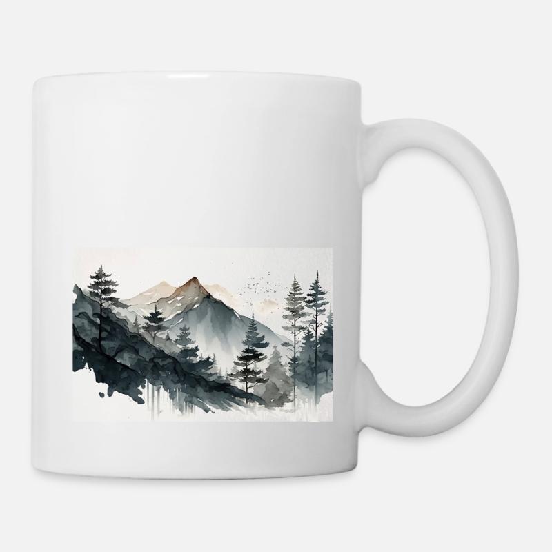 Mountain water painting - Mug - white