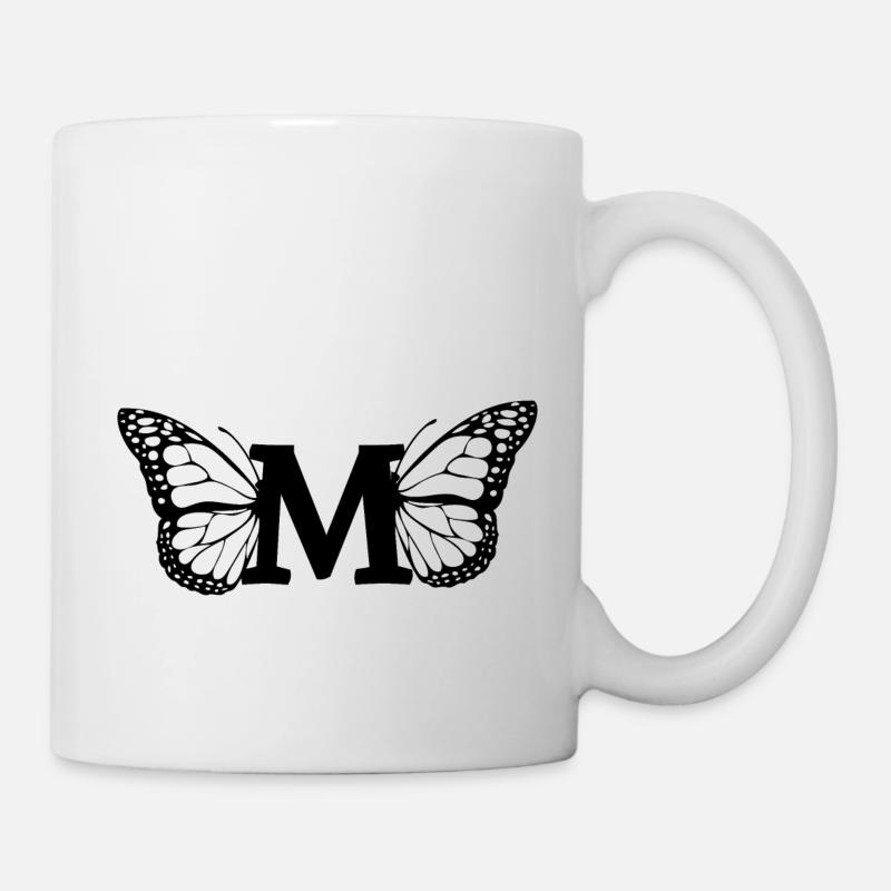 lettre m papillon - Mug blanc - blanc