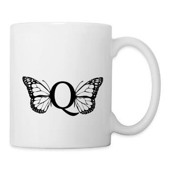 Buchstabe Q Schmetterling - Tasse - Weiß - Rechts