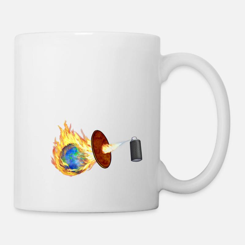 Geld verbrennt Erde - Tasse - Weiß