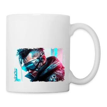 Soldier with data glasses in the fiction of the future - Mug - white - Right