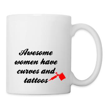Awesome women have tattoos and curves - Tasse - Weiß - Rechts
