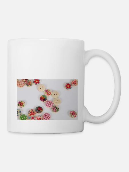 bunte Knöpfe - Tasse - Weiß
