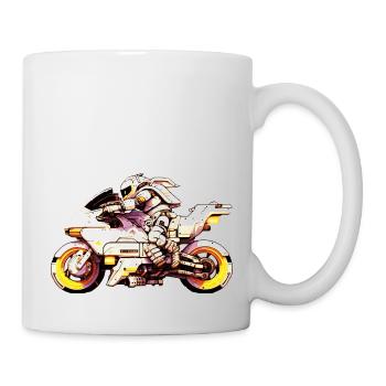 So fährt man Motorrad in der Zukunft bei Rennen - Tasse - Weiß - Rechts