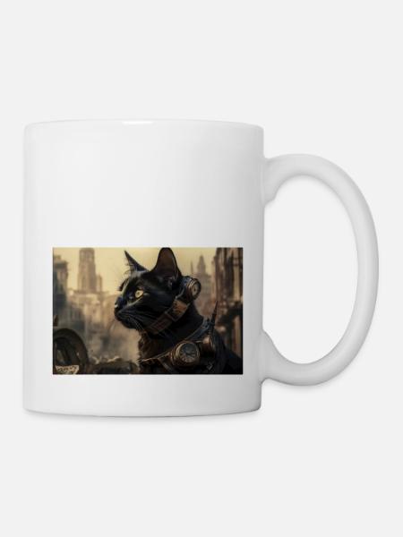 Noir chat 8 - Mug blanc - blanc