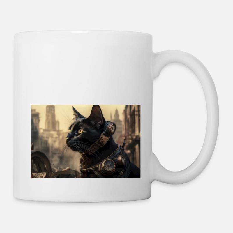 Noir chat 8 - Mug blanc - blanc