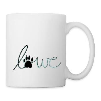 Löwe, Schriftzug, blau, Katzenliebhaber, Raubkatze - Tasse - Weiß - Rechts