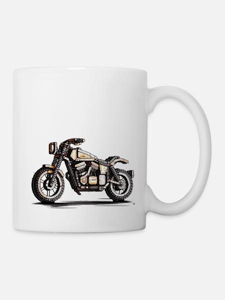 Motorrad als Oldtimer Zweirad in 16-Bit - Tasse - Weiß
