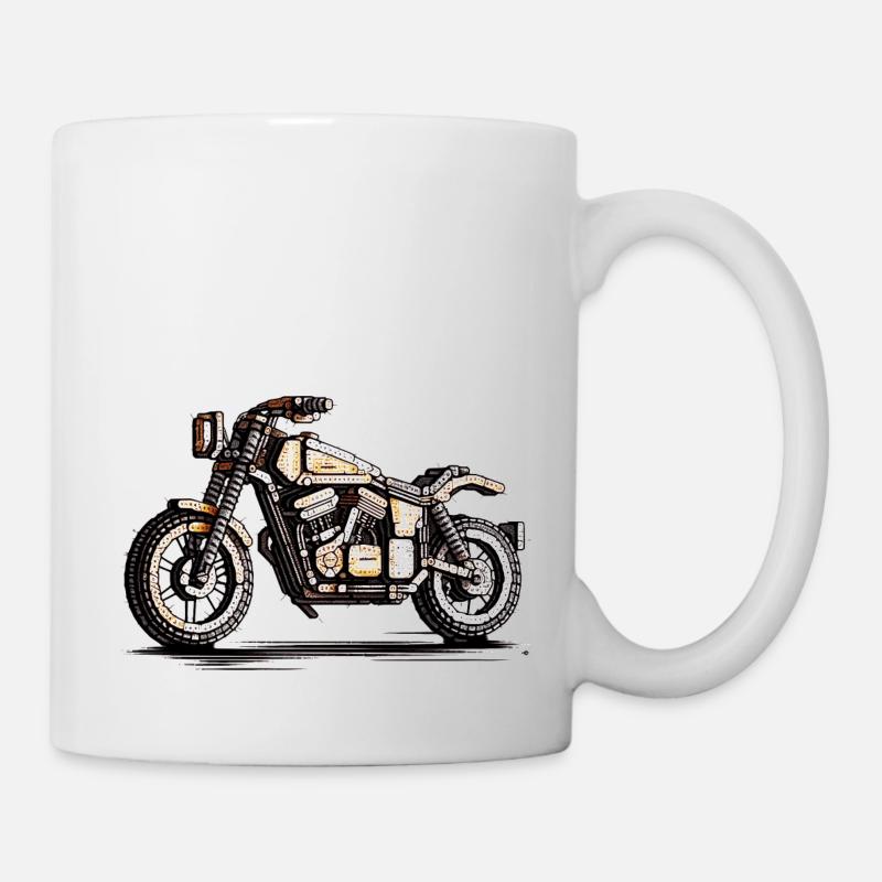 Motorrad als Oldtimer Zweirad in 16-Bit - Tasse - Weiß