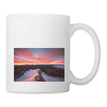 Lever de soleil alpin sur les montagnes Agrafa - Mug blanc - blanc - Droite