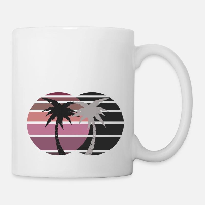 Palmen im Retro-Style - Tasse - Weiß