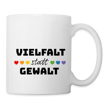 Regenbogenherzchen Vielfalt statt Gewalt LGBT lgbt - Tasse - Weiß - Rechts