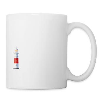 Moin Moin ist Gesabbel Leuchtturm Wellen Meer - Tasse - Weiß - Rechts