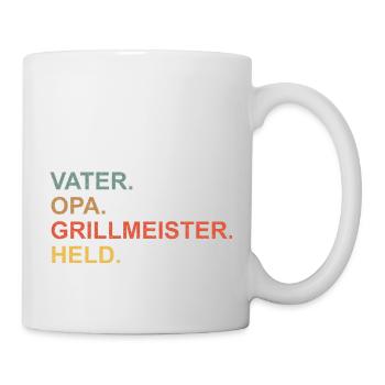 Vater Opa Grillmeister Held Vintage Retro - Tasse - Weiß - Rechts