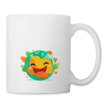 Fröhliche Erde lacht Umwelt Grün Klima - Tasse - Weiß - Rechts