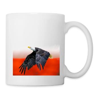 Polish eagle against the background of the national flag. - Mug - white - Right