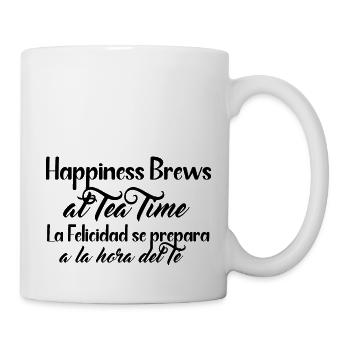 Happiness and Tea design - Anglais et espagnol - Mug blanc - blanc - Droite